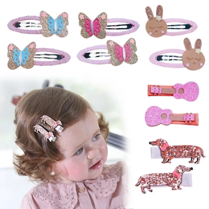 Glitzer Pailletten Kinder Haarklammern Cartoon Schmetterling Hase Hund Gitarre Tierform Haarschmuck Für Mädchen Kleinkinder