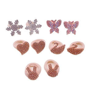 10-piece rhinestone animal hair tie set with butterflies, hearts and swans for girls