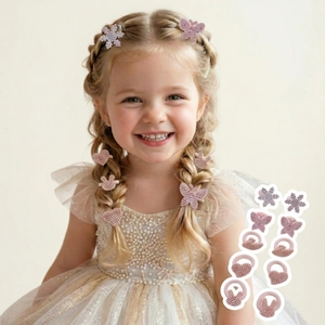 Rhinestone Animal Elastic Hair Ties For Girls No Damage High Stretch Pink Champagne Gold Heart Butterfly Rabbit Snowflake Hair Accessories
