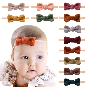 Infant Baby Waffle Texture Bow Headband Nylon Elastic Soft Solid Color Bowknot Hair Band For Newborn Toddler Girls Hair Accessories