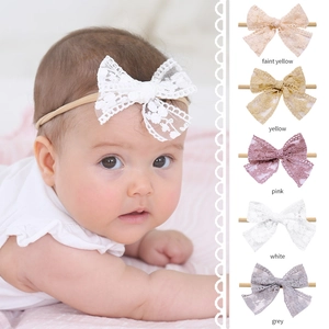 Baby Girl Lace Bow Headband Soft Elastic Newborn Hair Band Floral Daisy Infant Hair Accessories Handmade Princess Headwrap
