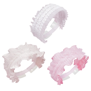 Ensemble de trois bandeaux pour bébé fille avec broderie florale et tulle en maille rose