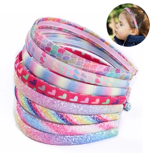 Girls Glitter Sequin Headbands Rainbow Heart Mermaid Scale Pattern Hair Hoops Multi-Colored Kids Princess Hair Accessories Decor