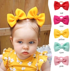 Set bunter Schleifen-Haargummis für Mädchen in Rot, Rosa, Gelb, Cyan und Hellrosa