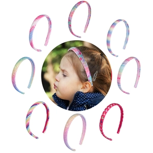 Set of 8 glitter rainbow children's headbands featuring heart shapes and fish scale patterns