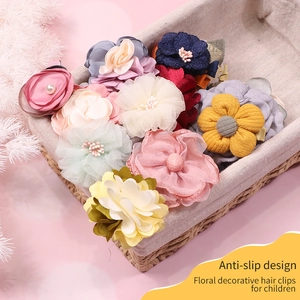 Lot de 15 pinces à cheveux à fleurs pour filles avec design antidérapant et tissu