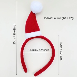 Dimensions du serre-tête de Noël rouge orné d'un mini chapeau en feutre et d'un pompon