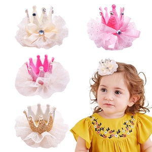 Prinzessin Spitze Krone Haarklammer Für Kinder Mädchen Strass Tüll Schleife Glitzer Haarnadeln Süße Geburtstag Party Haarschmuck
