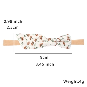 Soft floral cotton bow nylon headband for baby girls with high elastic seamless band