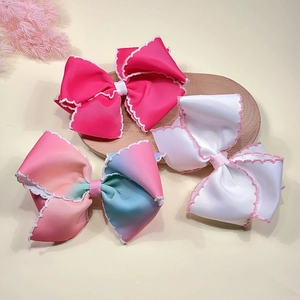 Set de barrettes à cheveux en ruban arc-en-ciel avec bords festonnés pour filles