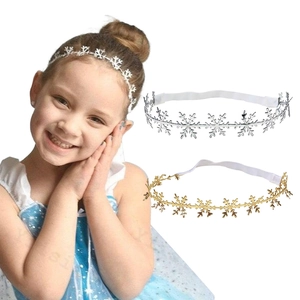 Snowflake Baby Headband Hollow Elastic Hair Band For Infant Newborn Gold Silver Fabric Birthday Christmas Photo Props Hair Accessories
