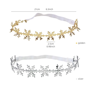 Elastic Christmas snowflake headband set in gold and silver for baby girls' photography