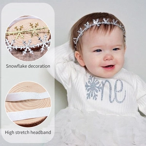 Elastic baby headband with hollow snowflakes for Christmas birthday party photo props