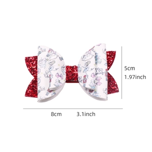 Pince à cheveux nœud de Noël rouge à paillettes pour filles avec motifs de casse-noisette