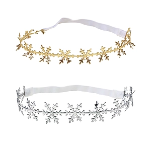 Elastic baby headbands with gold and silver snowflake motifs for Christmas photography