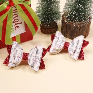 Détails des barrettes de Noël à paillettes rouges avec motifs festifs de casse-noisette