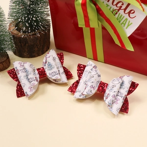 Noeuds de Noël rouges scintillants avec imprimés Casse-noisette pour fillettes