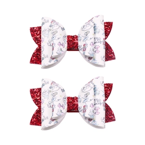 Barrettes de Noël rouges pailletées pour filles avec motifs casse-noisette et ballerine