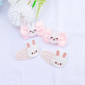 Ensemble de barrettes lapin de Pâques tricotées roses avec nœuds pour filles
