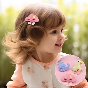 Kinder Süße Cartoon Stoff Gepolstert Haarklammern Für Mädchen Süße Stickerei Gelbe Ente Blaue Wal Rosa Wolke Haarschmuck