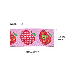 Pink cartoon apple embroidery hair clip for girls with size and weight dimensions