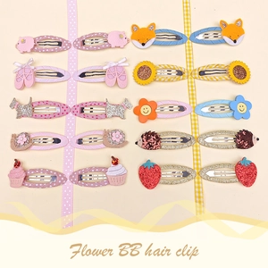 Set de 20 barrettes pour filles avec broderies colorées d'animaux et de fleurs sur clips BB