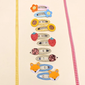 Lot de 10 barrettes pour filles avec motifs animaux et fleurs, design soleil et renard