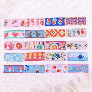 Set of 24 cute cartoon embroidered fabric hair clips with animal and floral patterns