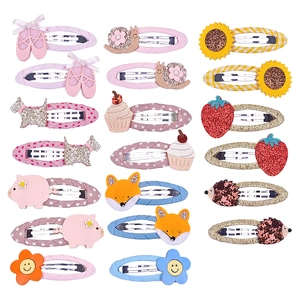 Lot de 17 barrettes colorées pour enfants avec animaux fleurs et motifs mignons