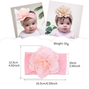 Soft nylon baby headband with large chiffon flower for infants 0-3 years old