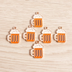 Alloy Enamel Beer Mug Pendants Creative Food Simulation Drip Oil Charms For DIY Necklace Keychain Jewelry Making Accessory