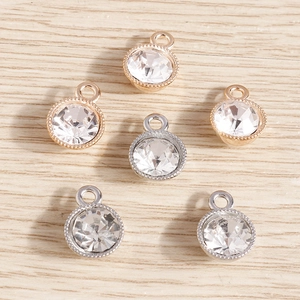 Round Alloy Rhinestone Pendants For DIY Jewelry Making Gold Silver Inlaid Charms For Necklace Bracelet Accessories