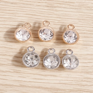 Set of luxury round crystal charms with milgrain edge for DIY necklace and bracelet