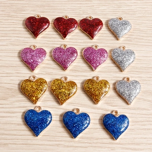 Pendentifs Cœur en Alliage Paillettes Émaillées Charms pour Fabrication de Bijoux DIY Colliers Bracelets Boucle d'Oreille Formes Cœur