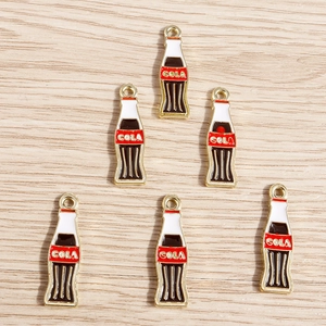 Miniature Cola bottle alloy charms for DIY jewelry making with enamel coating