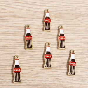 Alloy Enamel Cola Bottle Shape Pendants Mini Drink Bottle Charms For DIY Jewelry Making Keychain Necklace Accessories