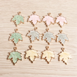 Maple Leaf Alloy Enamel Charms Marble Texture Nature Style DIY Jewelry Making Components For Necklace Bracelet Earrings