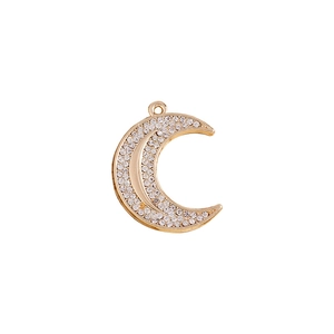 Fashion alloy crescent moon pendant with rhinestones for DIY jewelry making accessories