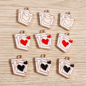 Ciondoli a Forma di Carta da Poker in Lega con Olio Gocciolante Ciondoli Personalizzati con Cuore Asso e Re per Accessori Fai da Te