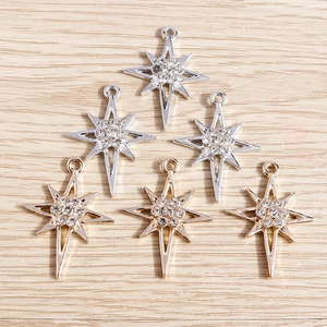 Pendentifs étoile hexagramme étincelants avec strass en finition or et argent