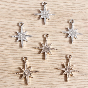 Alloy Rhinestone 8-Point Star Pendants North Star Charms For DIY Jewelry Making Necklaces Bracelets Accessories Women Crafting