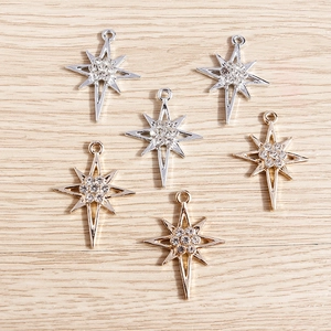 Pendentif Étoile du Nord en Alliage avec Strass pour Création de Bijoux DIY Élégant Charme Étoile à Huit Branches pour Collier Bracelet