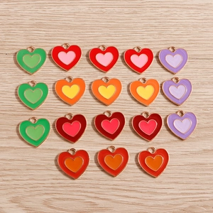 Colorati Ciondoli a Cuore in Lega di Smalto a Doppio Strato per Creazione di Gioielli Fai da Te Accessori per Bracciali e Collane