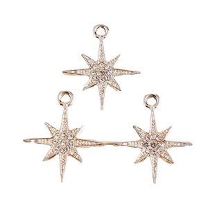 Sparkling gold star pendants set with cubic zirconia for DIY jewelry necklace making