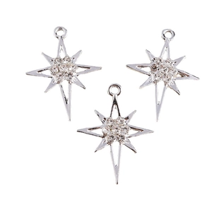 Trois pendentifs étoile hexagramme en argent avec strass brillants pour bijoux DIY