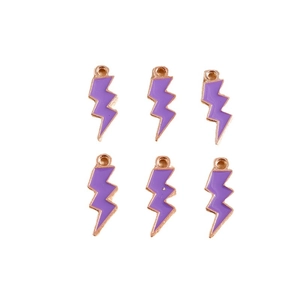Set of 10 purple enamel lightning bolt charms with gold plating for DIY jewelry making