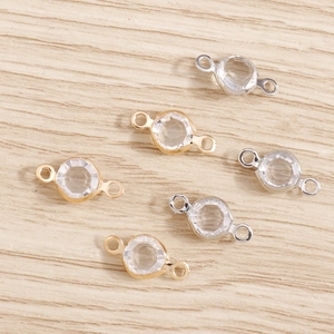 6-piece minimalist double-loop rhinestone crystal connectors in gold and silver finish
