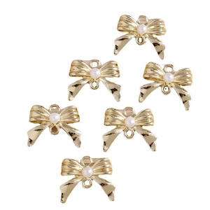 Pendentifs nœuds dorés avec perles et doubles anneaux pour la création de bijoux DIY