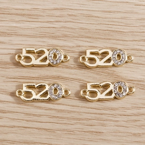 Pendentif connecteur 520 en alliage doré avec strass pour création de bijoux DIY