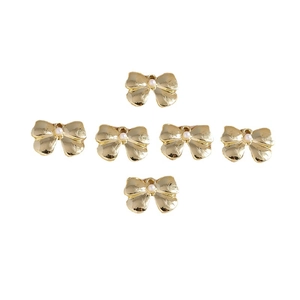 Golden bow-shaped pendants with white pearls for DIY jewelry making accessories set